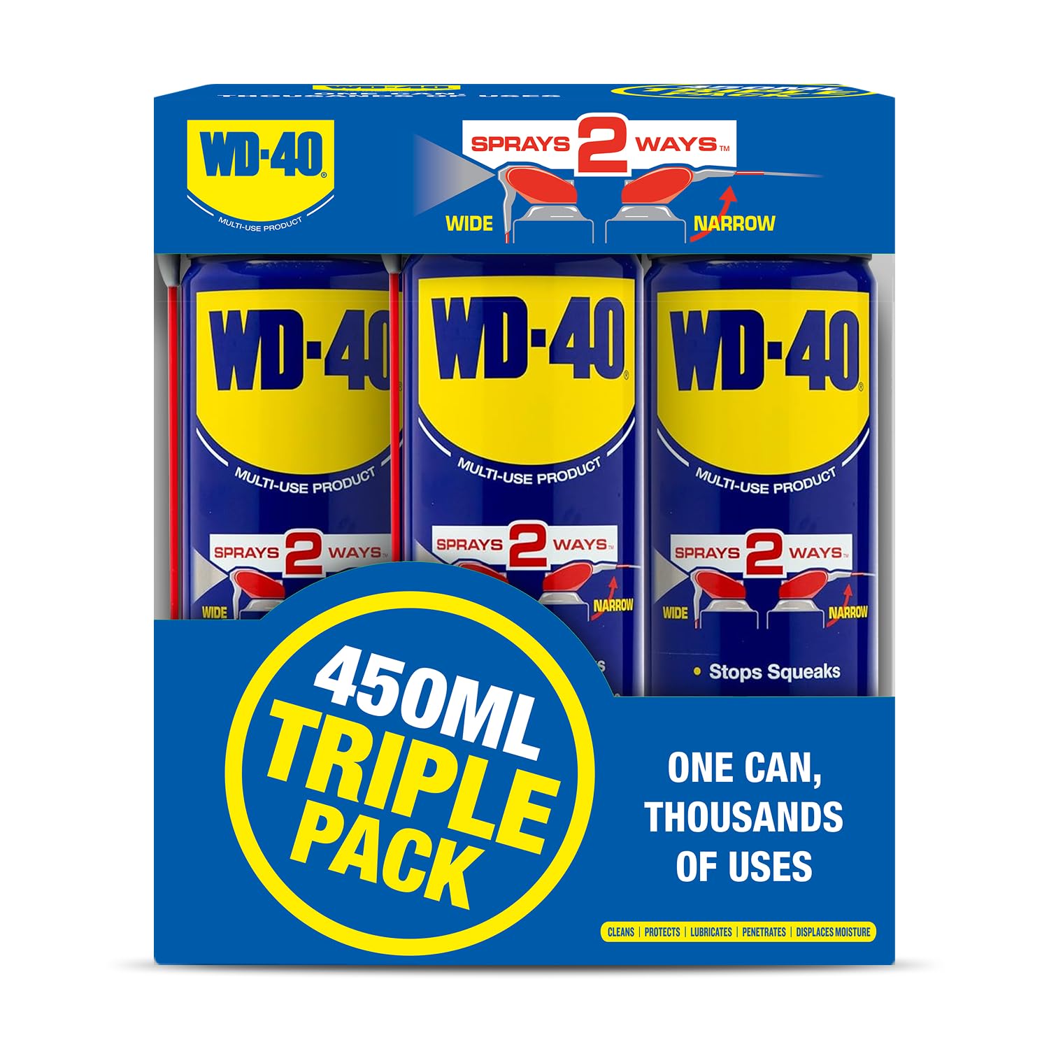 WD-40 Smart Straw Triple Pack, Special Multi-Use Lubricant, Innovative 450ml Lub...
