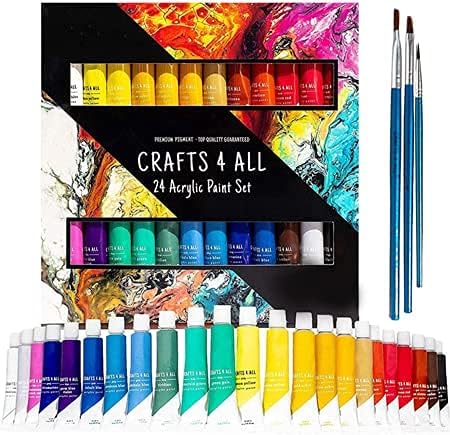 Crafts 4 ALL Acrylic Paint Set - 24 for Canvas, Wood, Ceramic, Fabric - Non-Toxi...