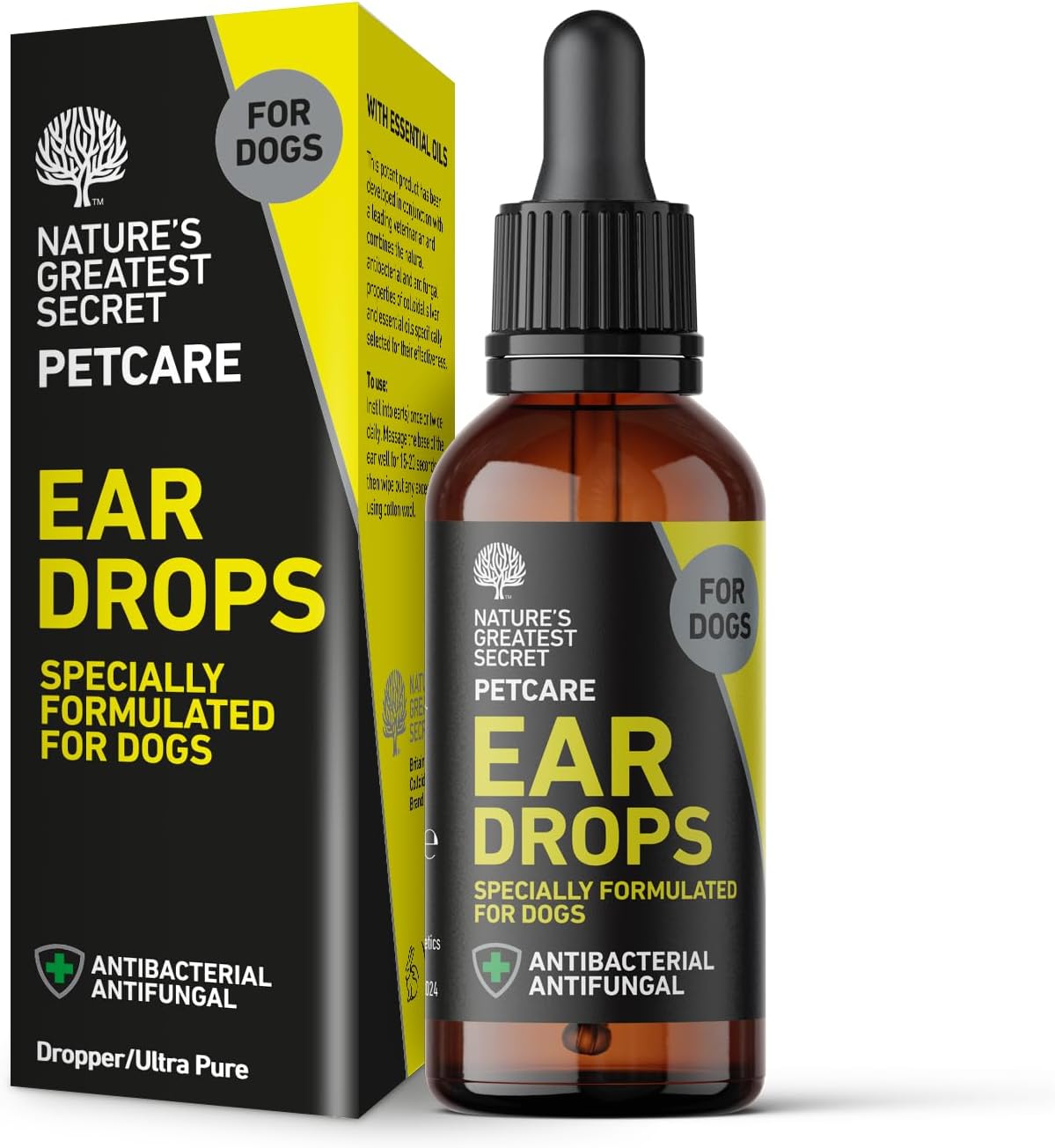 Natures Greatest Secret Antibacterial Ear Drops for Dogs, Soothes, Cleans & Prot...