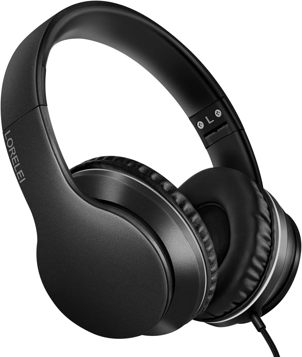 LORELEI X6 Over-Ear Headphones with Microphone, Lightweight Foldable & Portable...