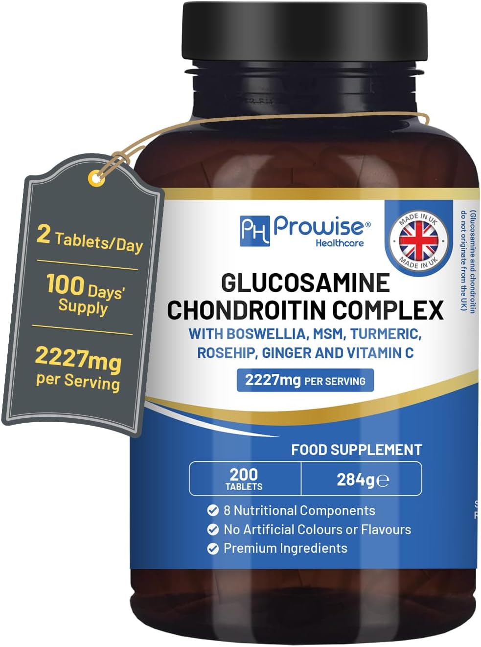 Premium Glucosamine and Chondroitin Complex by Prowise, High-Strength Joint Supp...