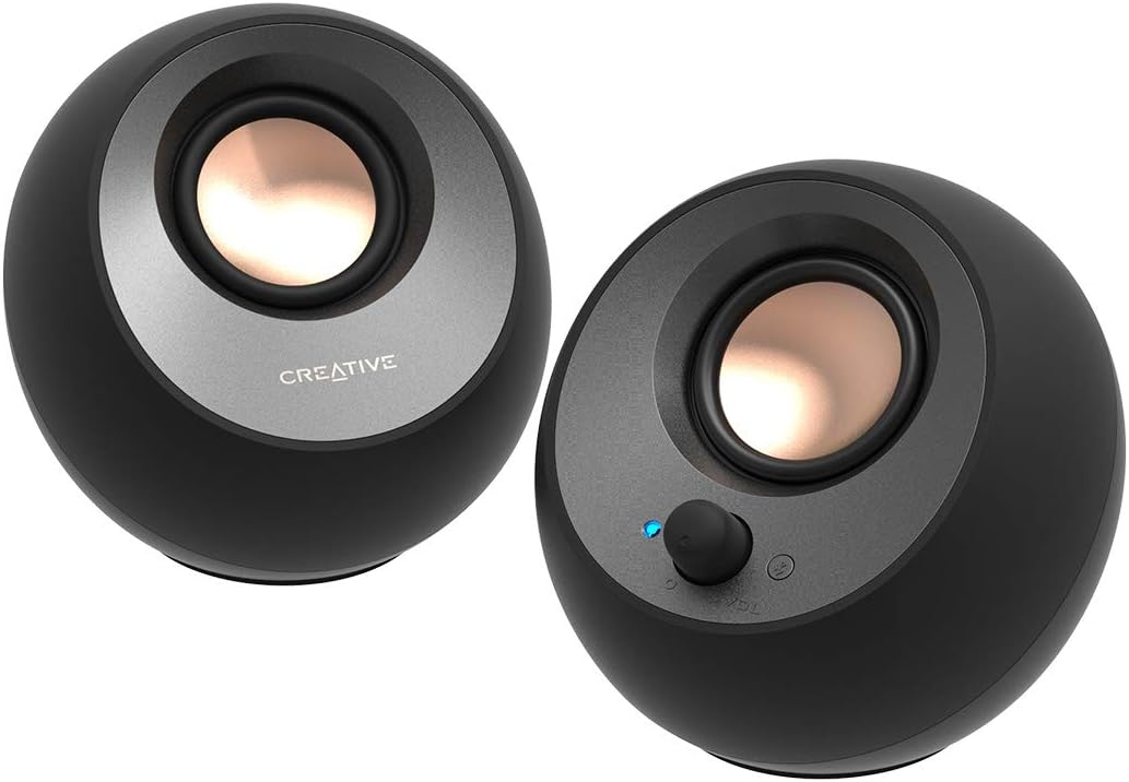 CREATIVE Pebble V3 Minimalistic 2.0 USB-C Desktop Speakers with USB Audio, Clear...