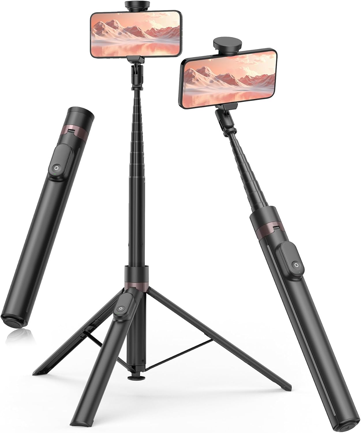 TONEOF 66" Automatic Selfie Stick, Auto-Open Phone Stand with Magnetic Rechargea...