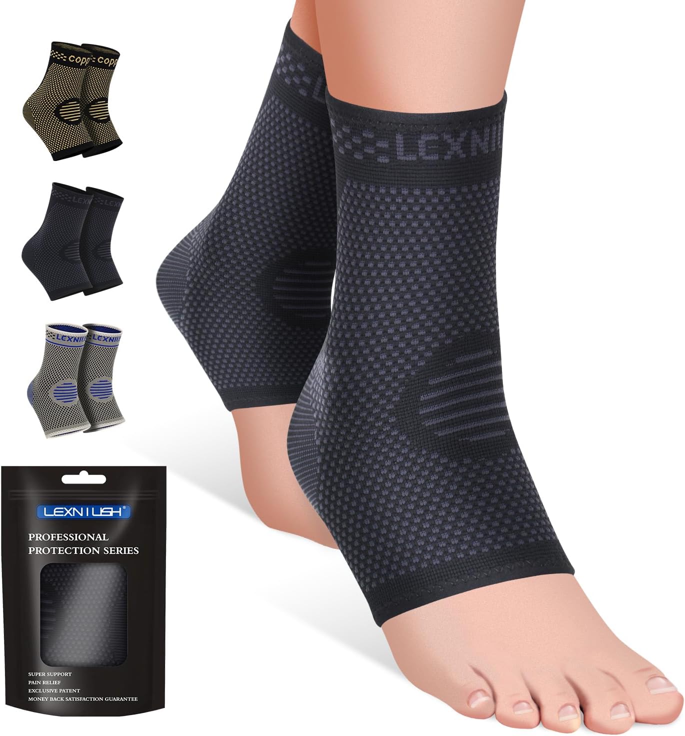 2 Pack Ankle Support for Sprained Ankle, Plantar Fasciitis Relief Achilles Tendo...