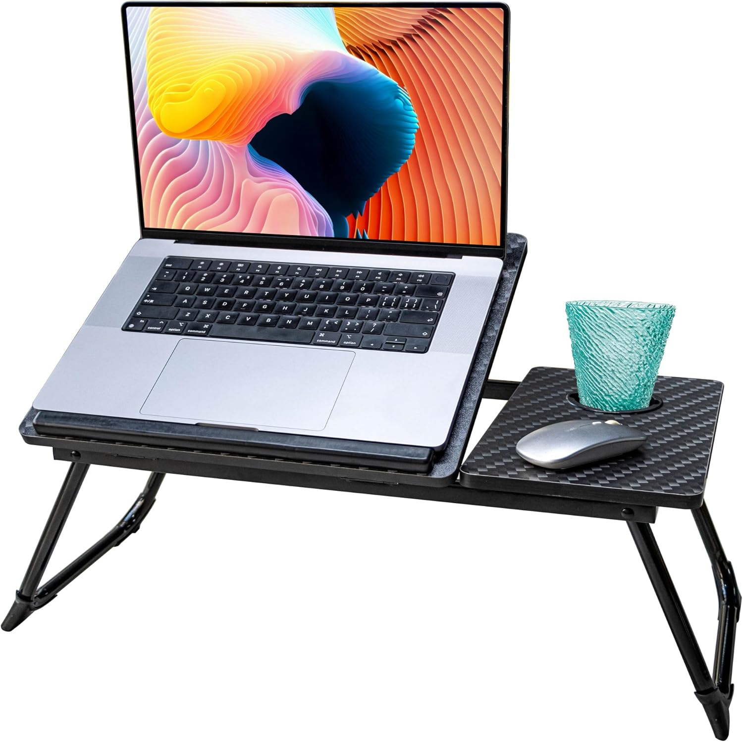 Laptop Desk, Laptop Bed Table with Foldable Legs & Cup Slot, Reading Holder Note...