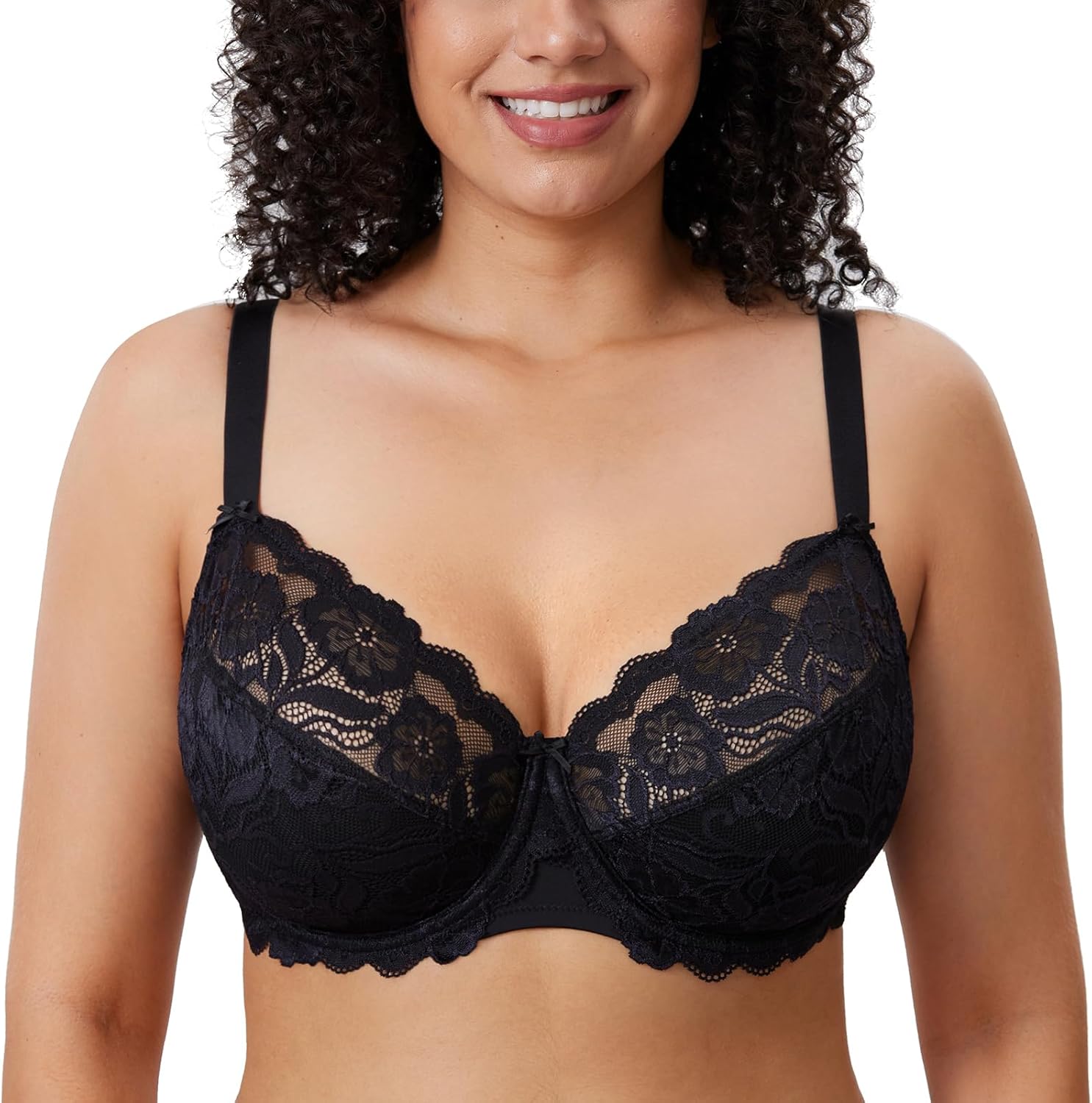 Delimira Women's Full Coverage Non-Foam Floral Lace Plus Size Underwired Bra 42F...