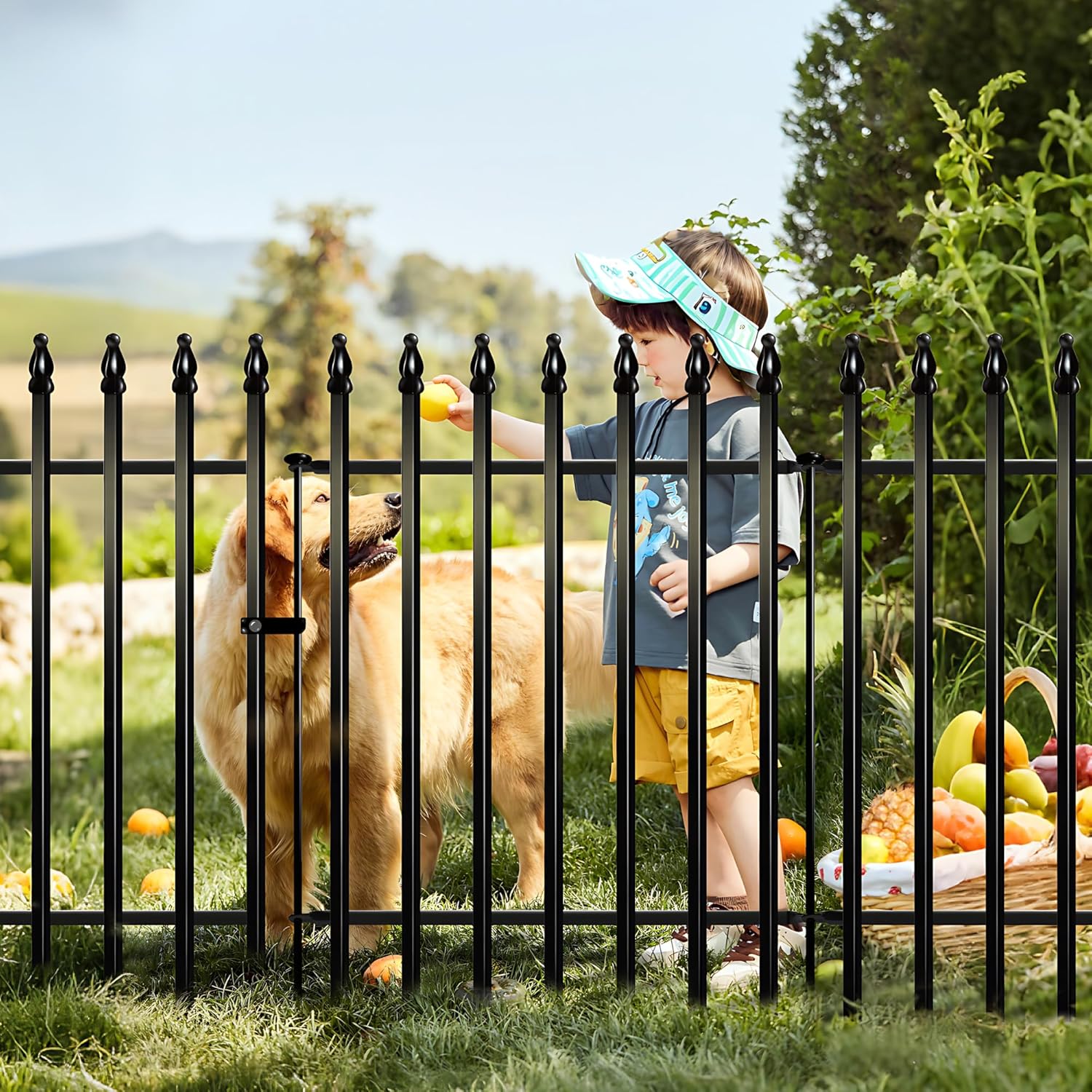 Thealyn Metal Garden Fence Decorative Fence 81cm High x 61cm Wide (5 Panels, Tot...