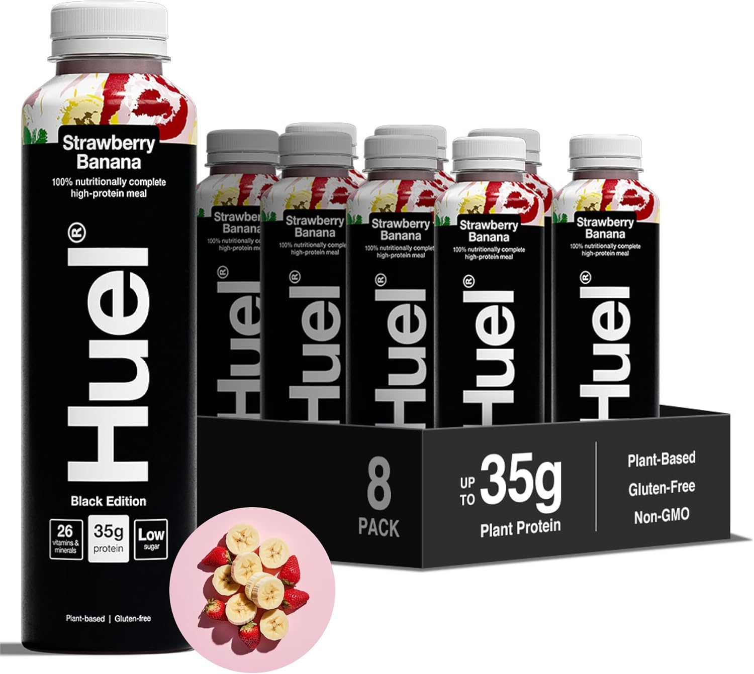 Huel Black Edition Ready-to-Drink | Strawberry Banana Flavour High Protein Drink...