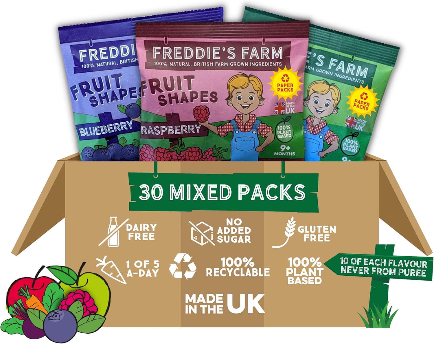 Freddie’s Farm Kids Snacks | Fruit Snacks Multipack - Raspberry, Blueberry, Appl...