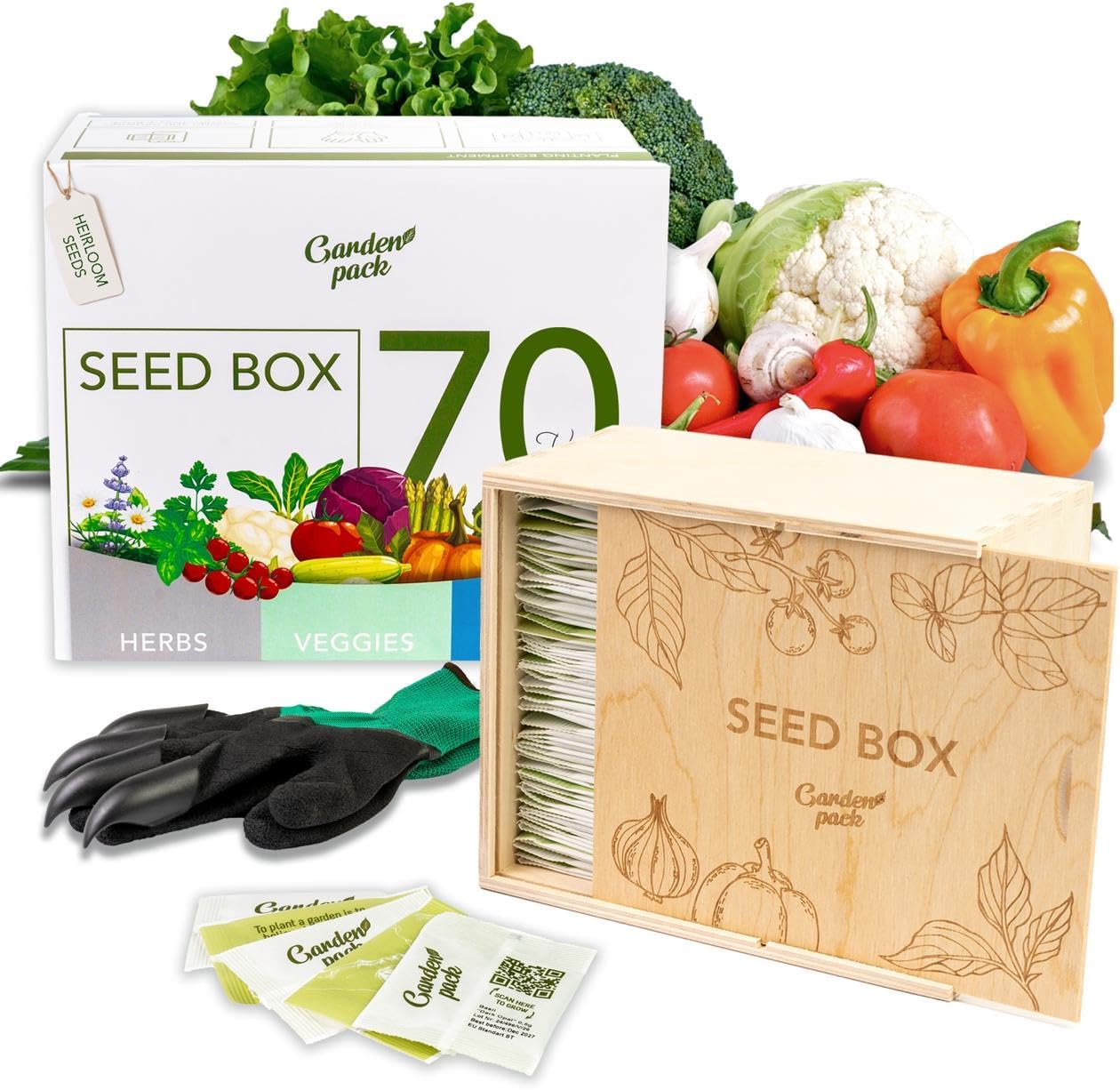 Grow Your Own Seed Box by Garden Pack - 70 Varieties of Flower, Herb, Vegetable...