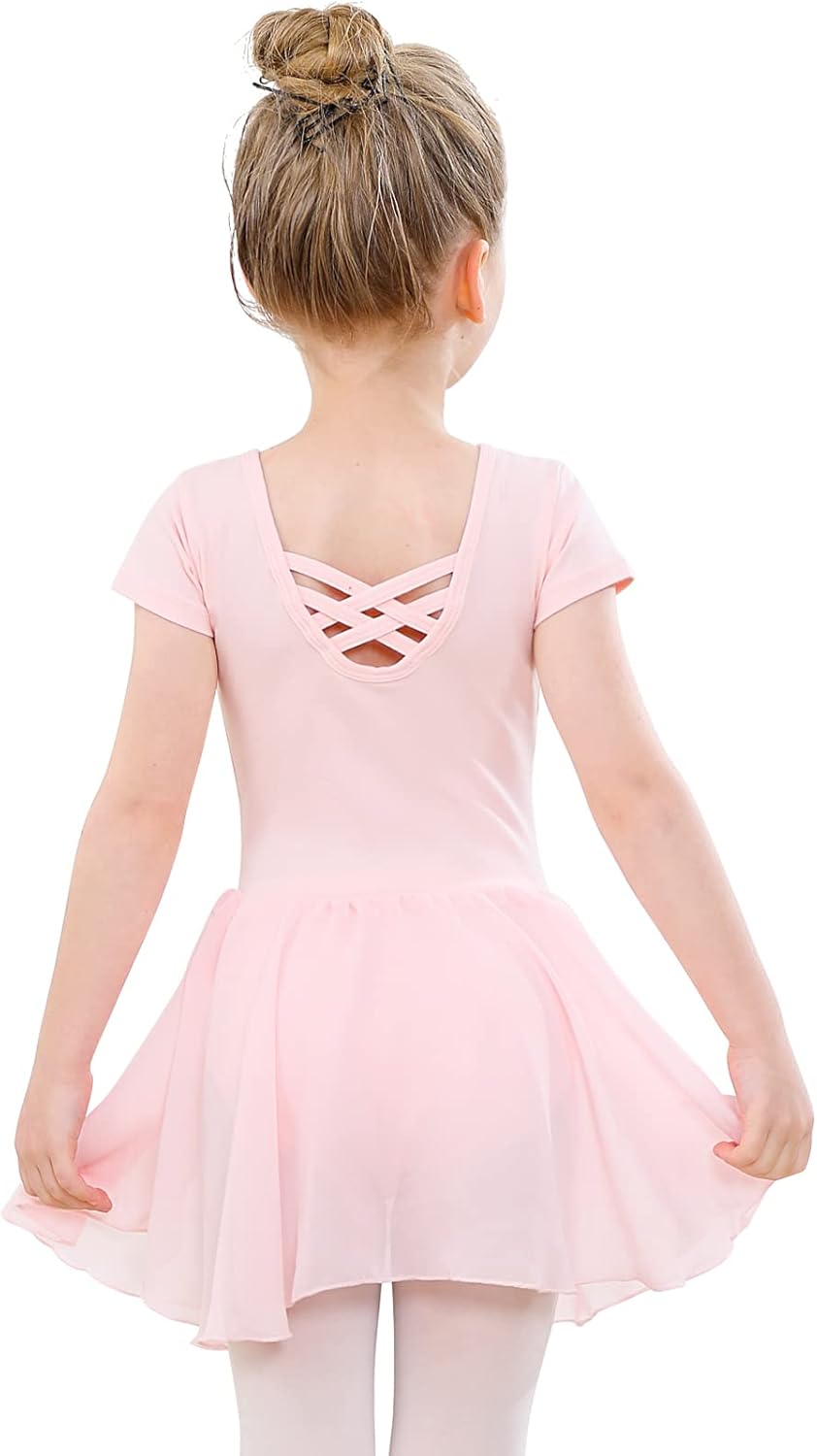 PLIKSUVER Girls Ballet Dress Short Sleeve Ballet O...