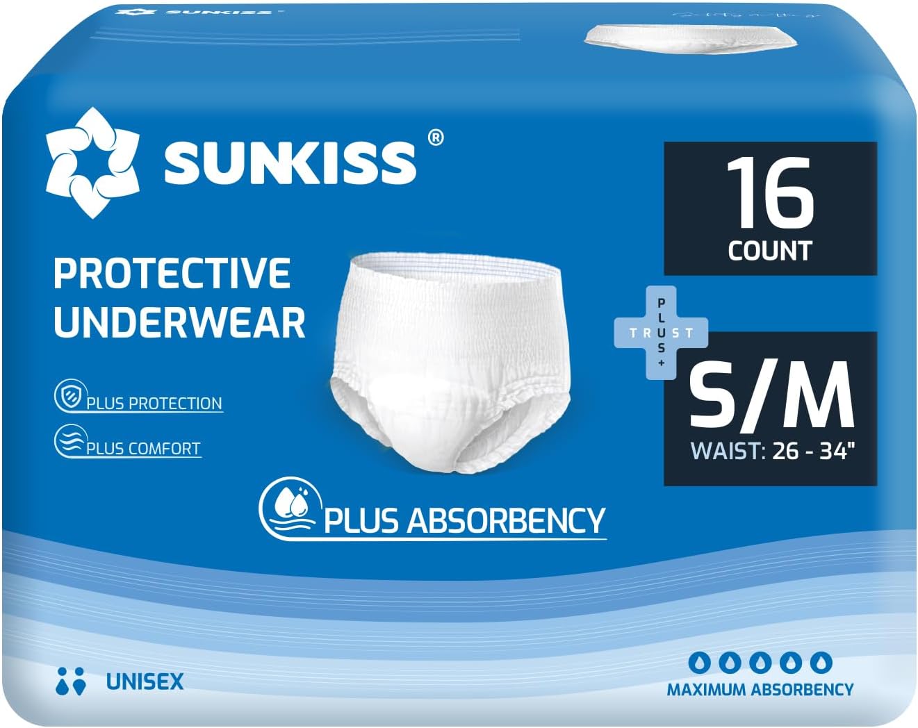 Premium SUNKISS TrustPlus Incontinence Pants, Reliable Adult Pull Ups with Dispo...