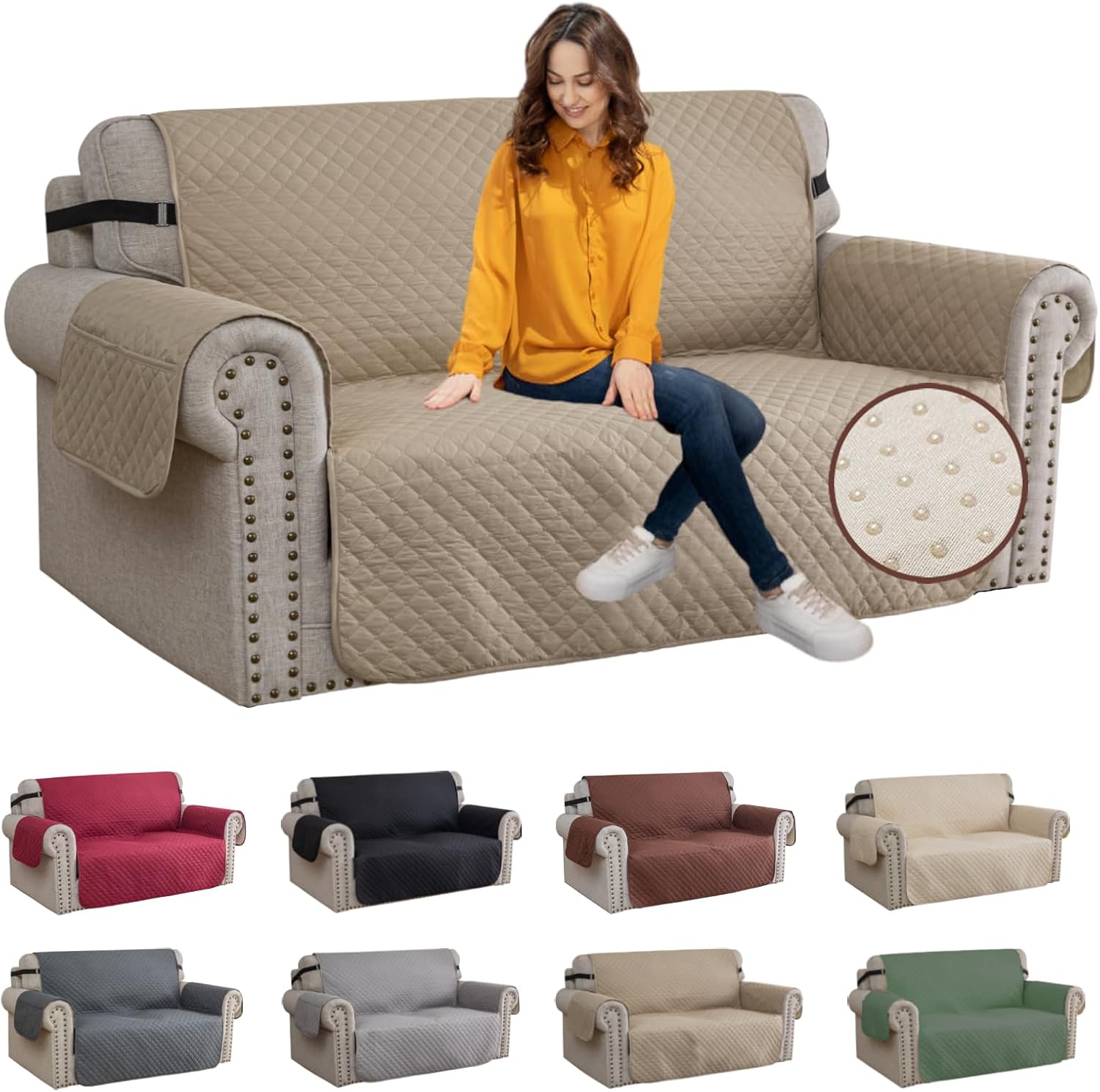 XINEAG Quilted Sofa Covers, Special Loveseat Covers with Water Resistance, Innov...