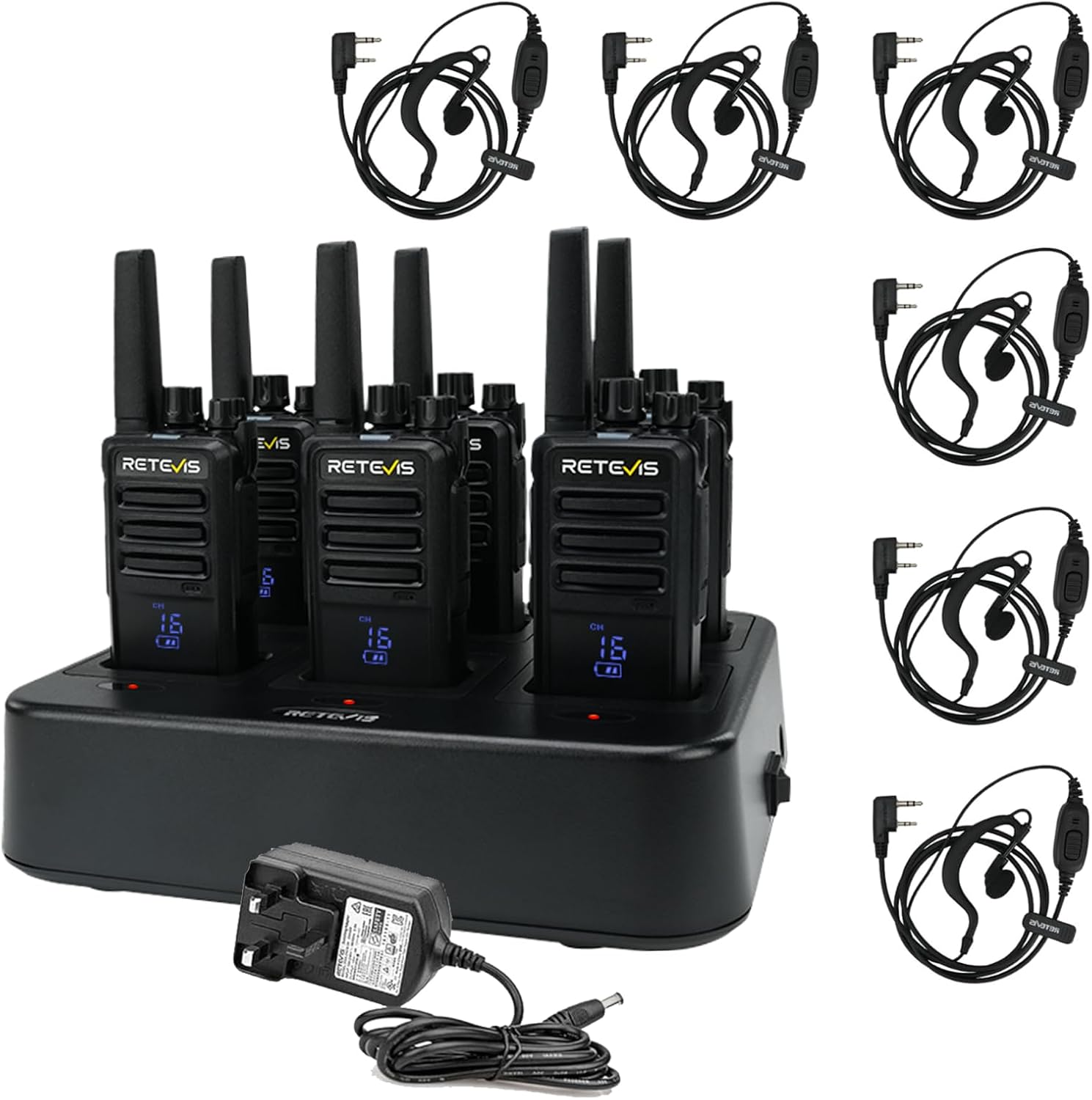 Retevis RT668H Walkie Talkie, Rechargeable Walkie Talkies with 6 Way Charger, Tw...