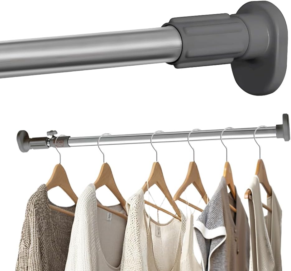 Hershii Expandable Window Shower Curtain Tension Rod Oval Head Clothes Hanging B...