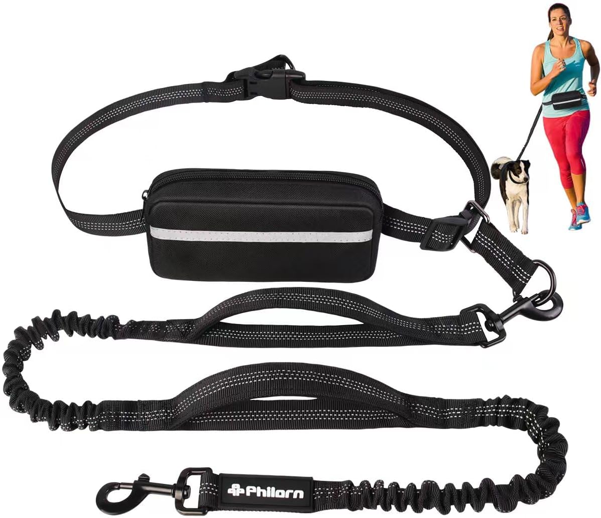 Philorn Hands Free Dog Lead with Adjustable Waist Belt for Medium Large Dogs, Wa...