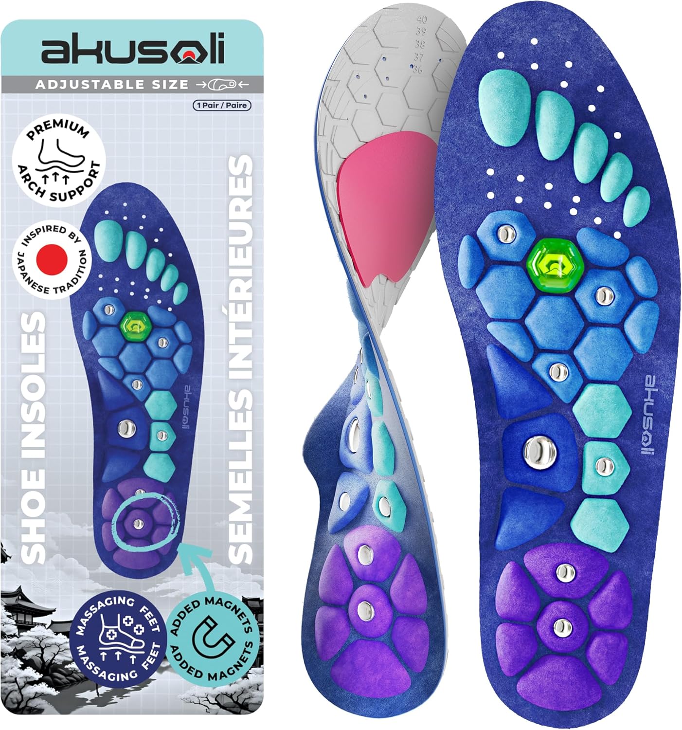 High-Quality Akusoli Acupressure Insoles, Special Shoe Insoles for Women and Men...