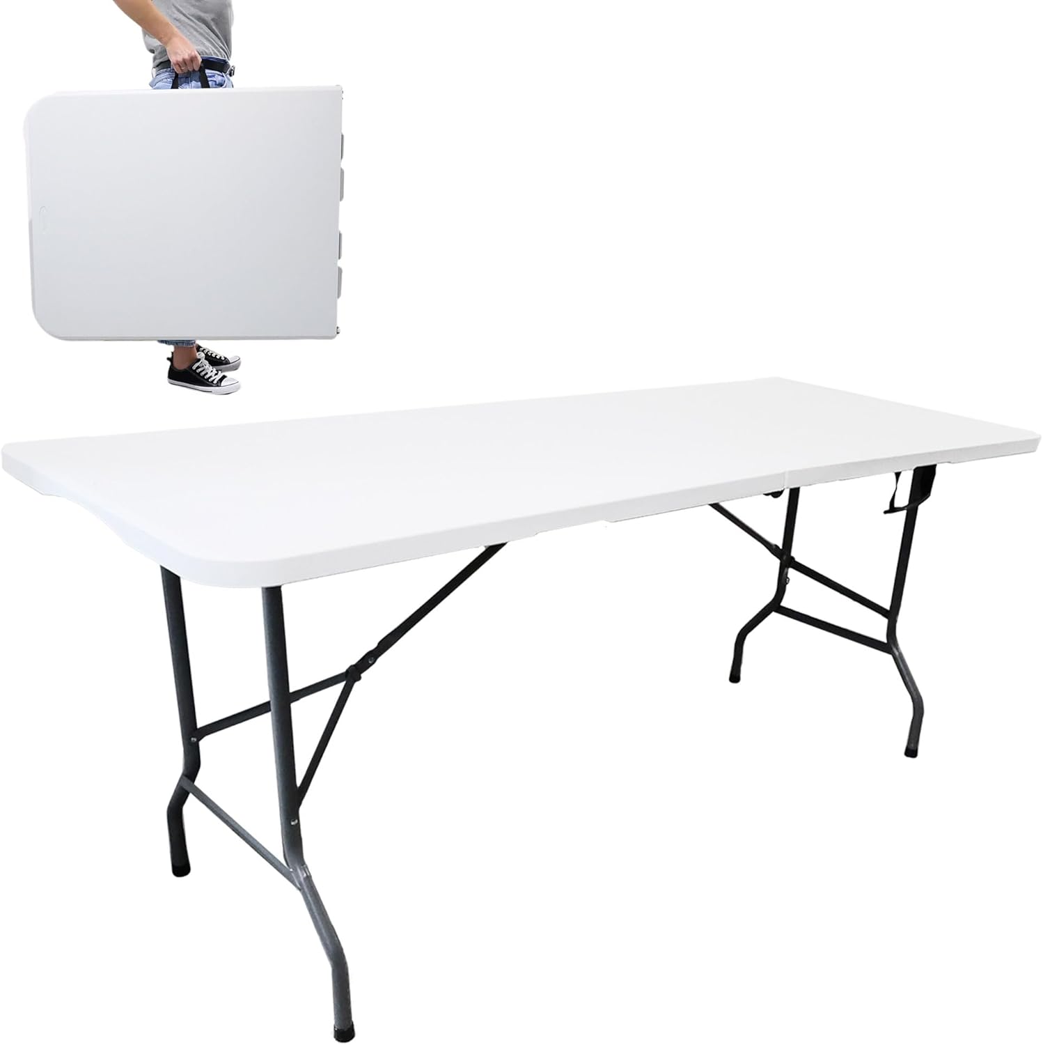 DIVCHI Folding Table 6ft 1.8M Heavy Duty Indoor Outdoor Garden Catering Foldable...