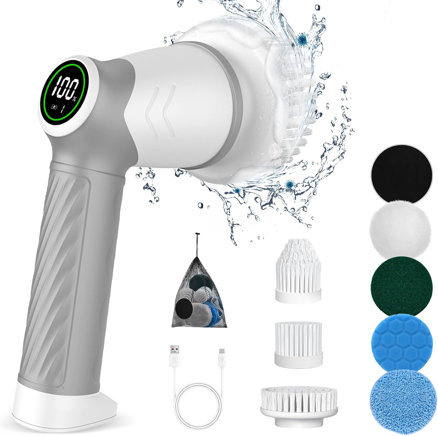 Electric cleaning brush 2 speed, Spin Scrubber with Upgrade LED Display, Power S...