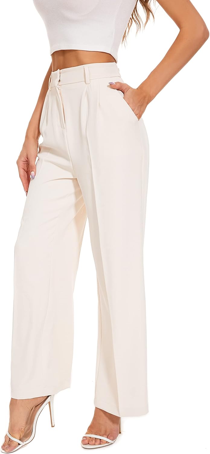 FUNYYZO Wide Leg Pants, High Elastic Waisted Pants for Women, Special Business W...