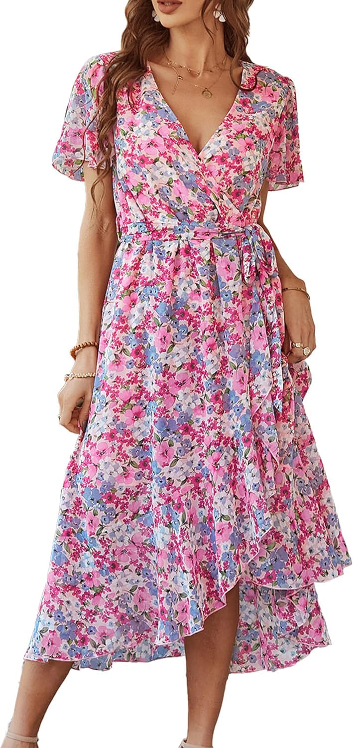PRETTYGARDEN Women's Summer Dress, Special Floral Boho Dress for Wedding Guests,...