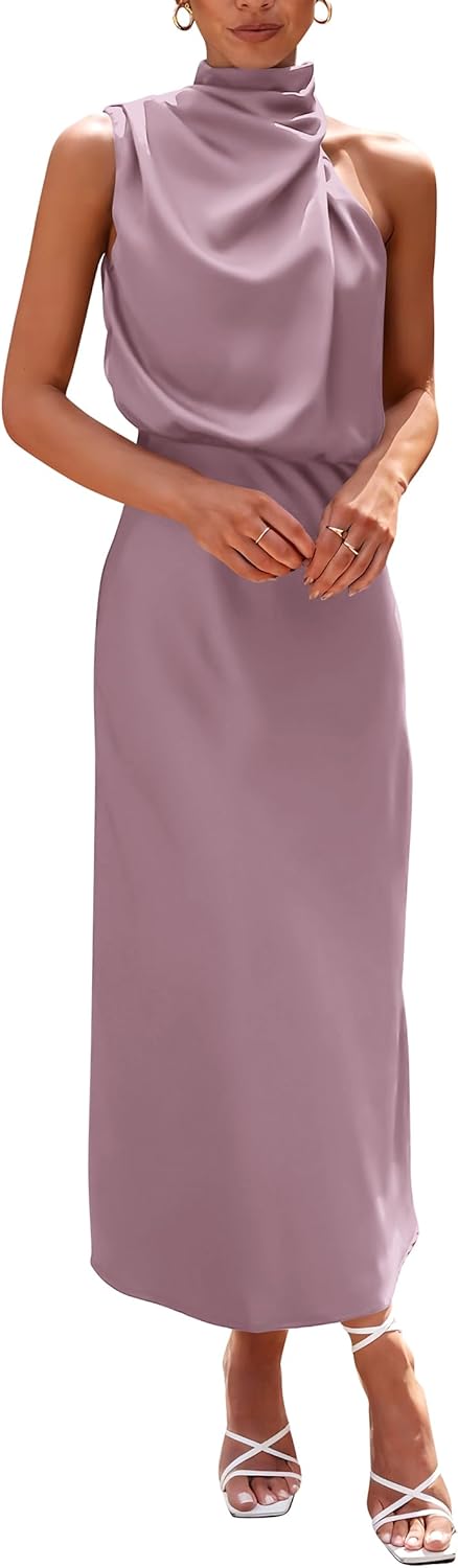 Unique PRETTYGARDEN Women's Satin Dress, Elegant Summer Maxi Dress for 2025, Hig...