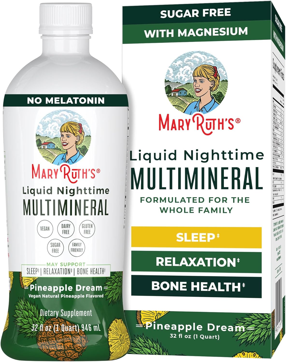 Premium MaryRuth Organics Liquid Nighttime Multimineral, Unique Sleep Supplement...