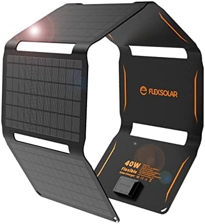 FlexSolar 40W Foldable Solar Charger, USB C Portable Solar Panel, PD2.0 QC3.0 DC...