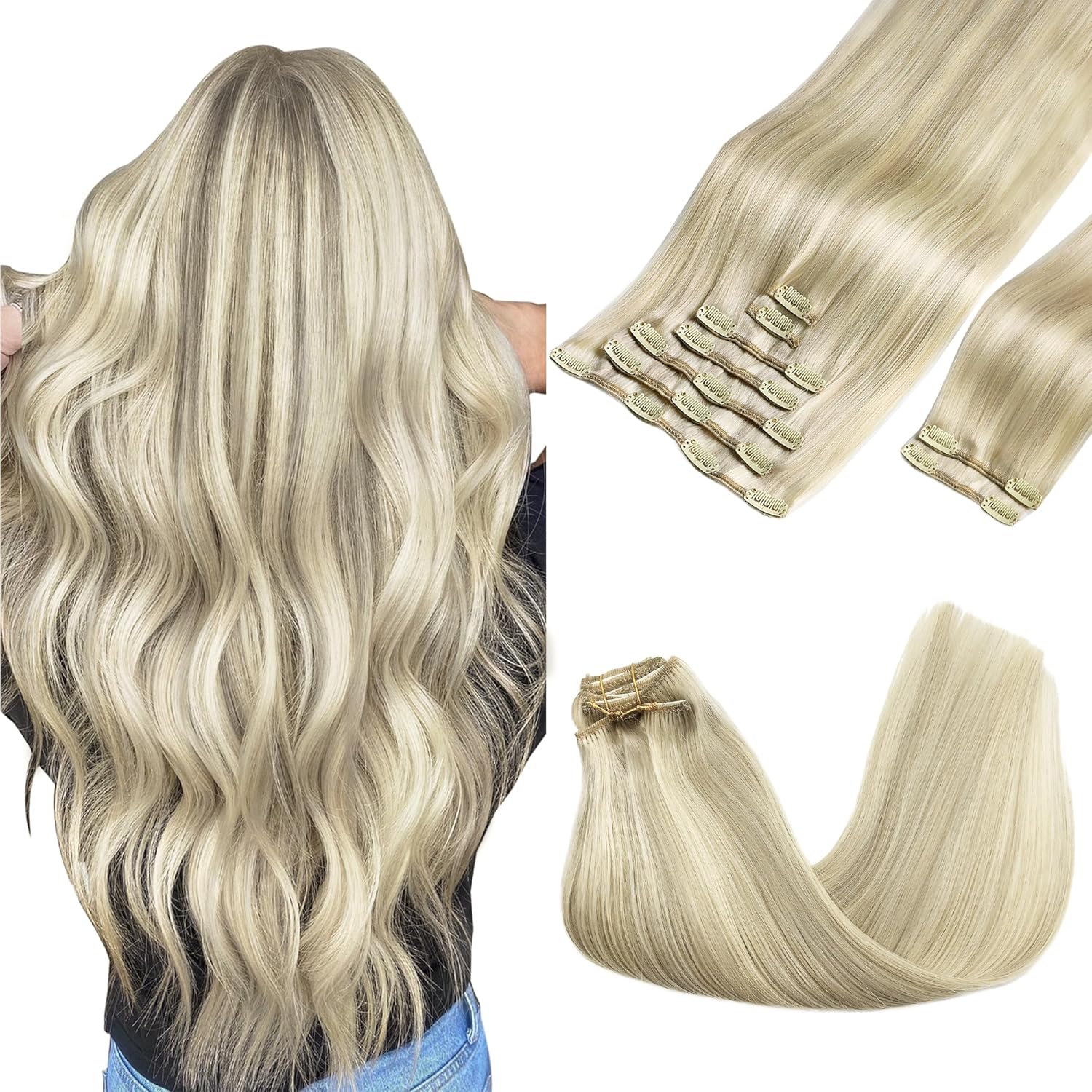 GOO GOO Clip in Hair Extensions, Special Remy Human Hair Extensions Clip ins for...