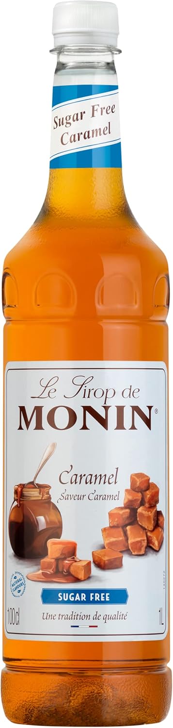 MONIN Premium Caramel Sugar Free Syrup 1L for Coffee and Cocktails. Vegan-Friend...