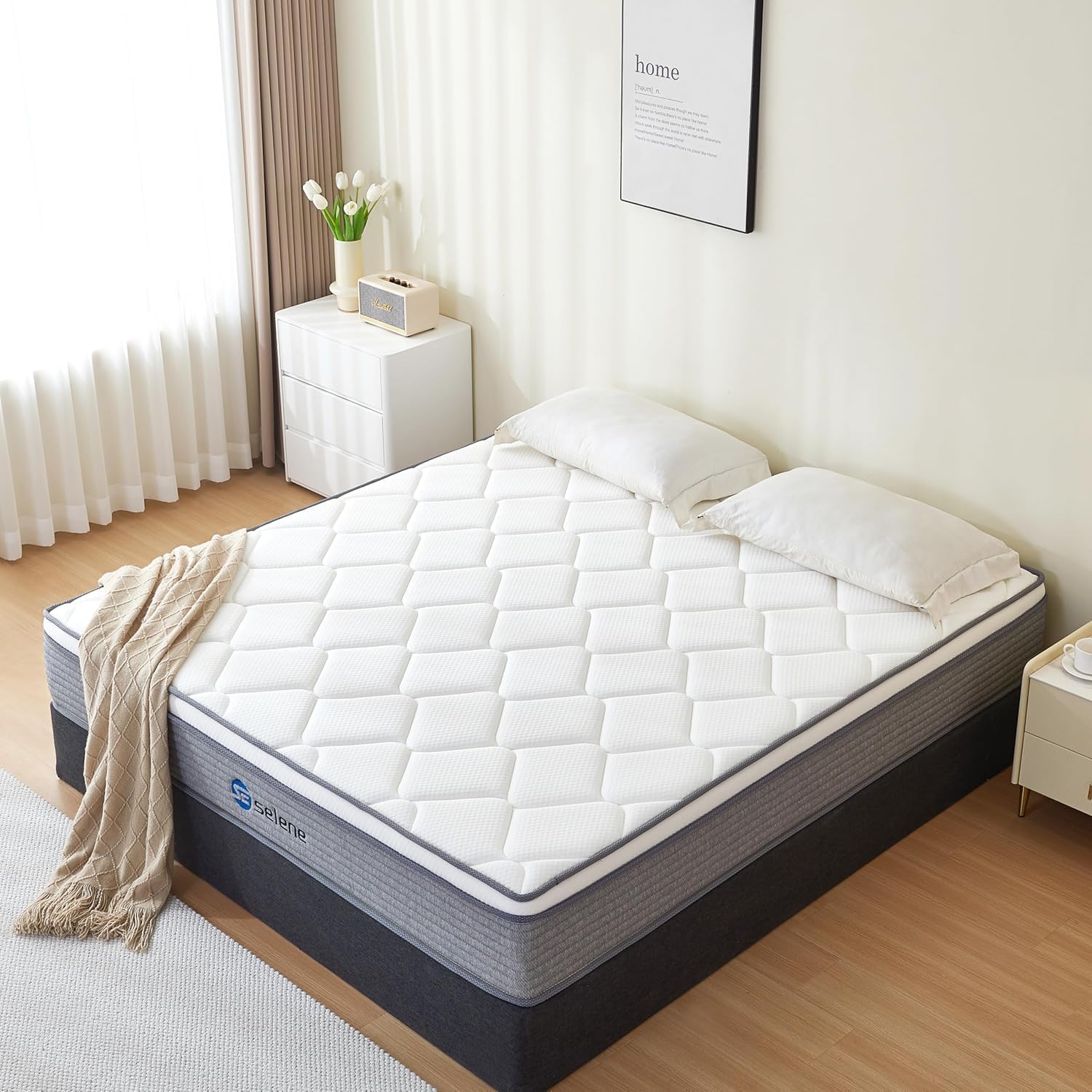 Queen Mattress, 10 Inch Mattress Queen Size with Pocket Spring and Memory Foam f...