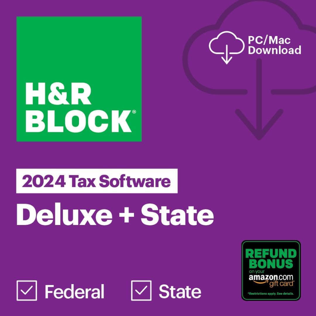 H&R Block Tax Software Deluxe + State 2024 with Refund Bonus Offer (Amazon Exclu...