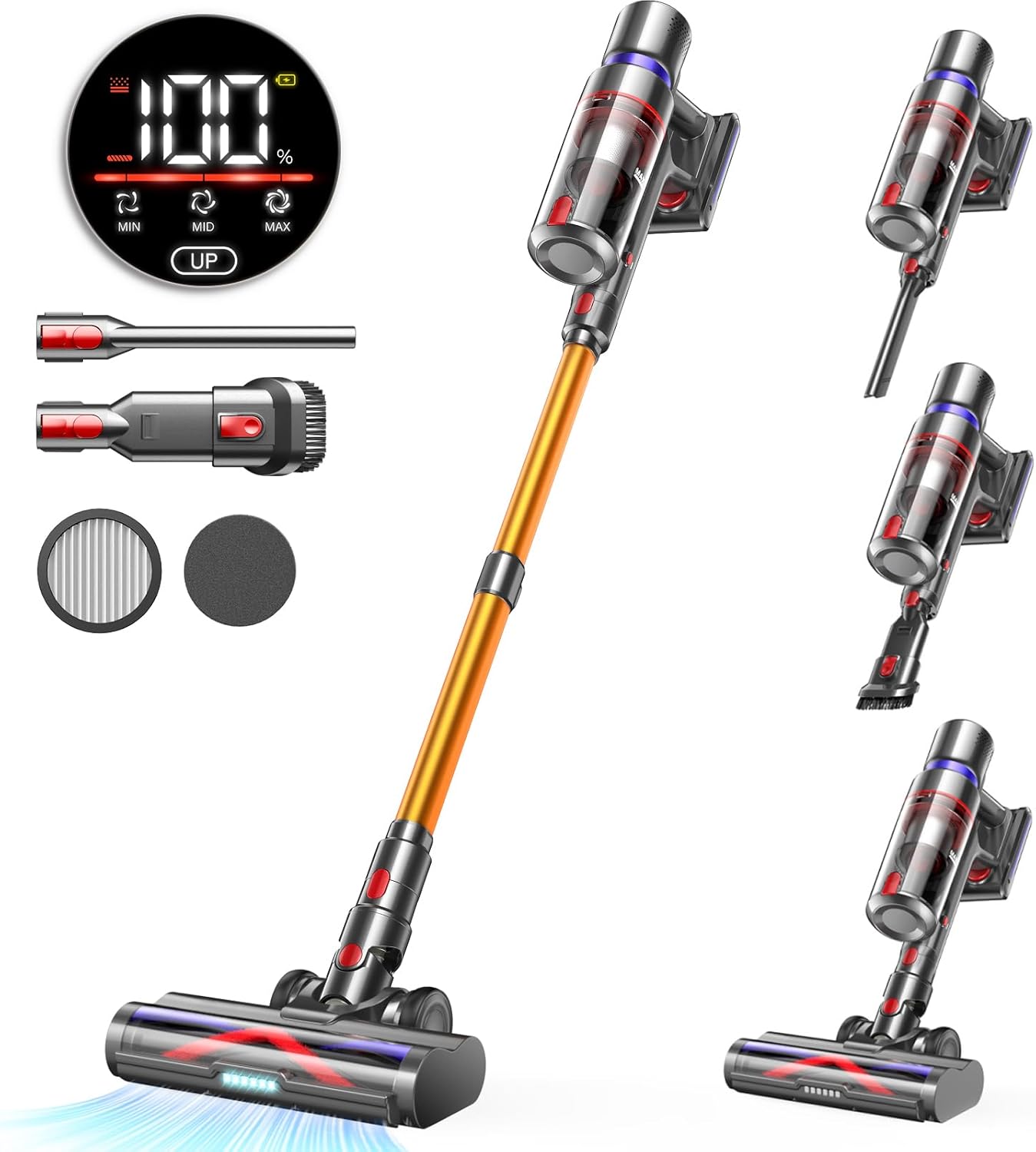 Cordless Vacuum Cleaner, 45Kpa 550W 65Mins Vacuum Cleaners for Home, Stick Vacuu...