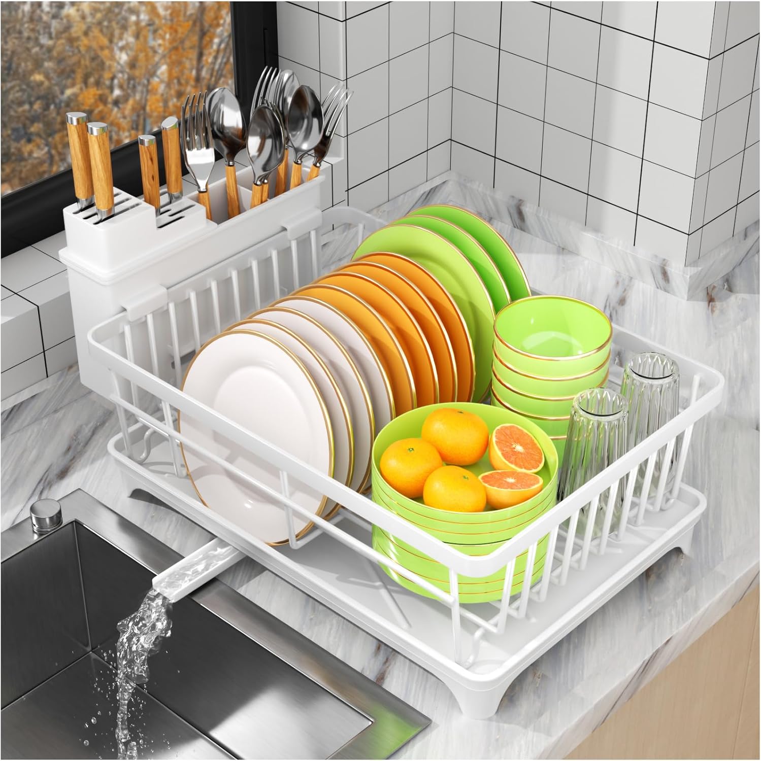 SavvyStor Dish Drainer Rack, Dish Drainer for Kitchen, Kitchen Dish Rack Dish Dr...