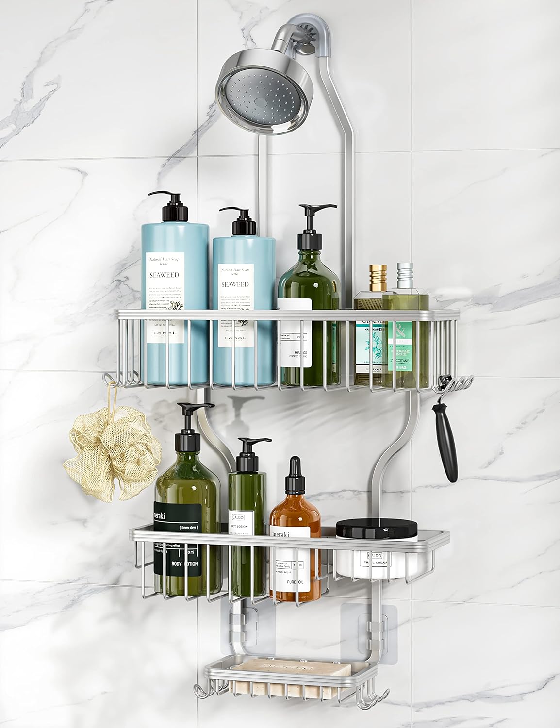 YASONIC Shower Caddy Hanging - Never Rust Shower Organizer - Aluminum Over The S...
