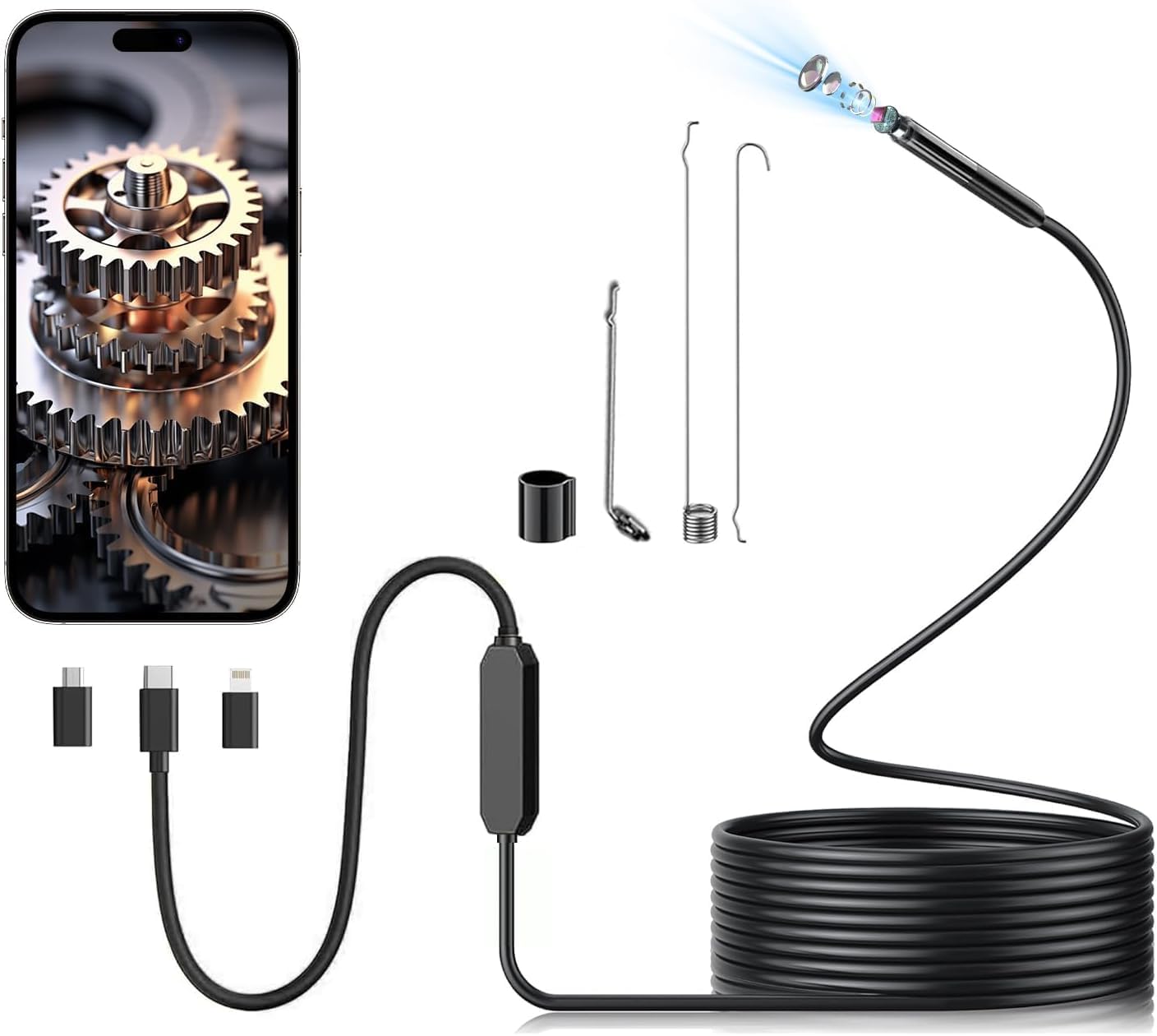 Endoscope Inspection Camera, Hopefox Wifi USB Endoscope Camera Flexible Rigid Sn...