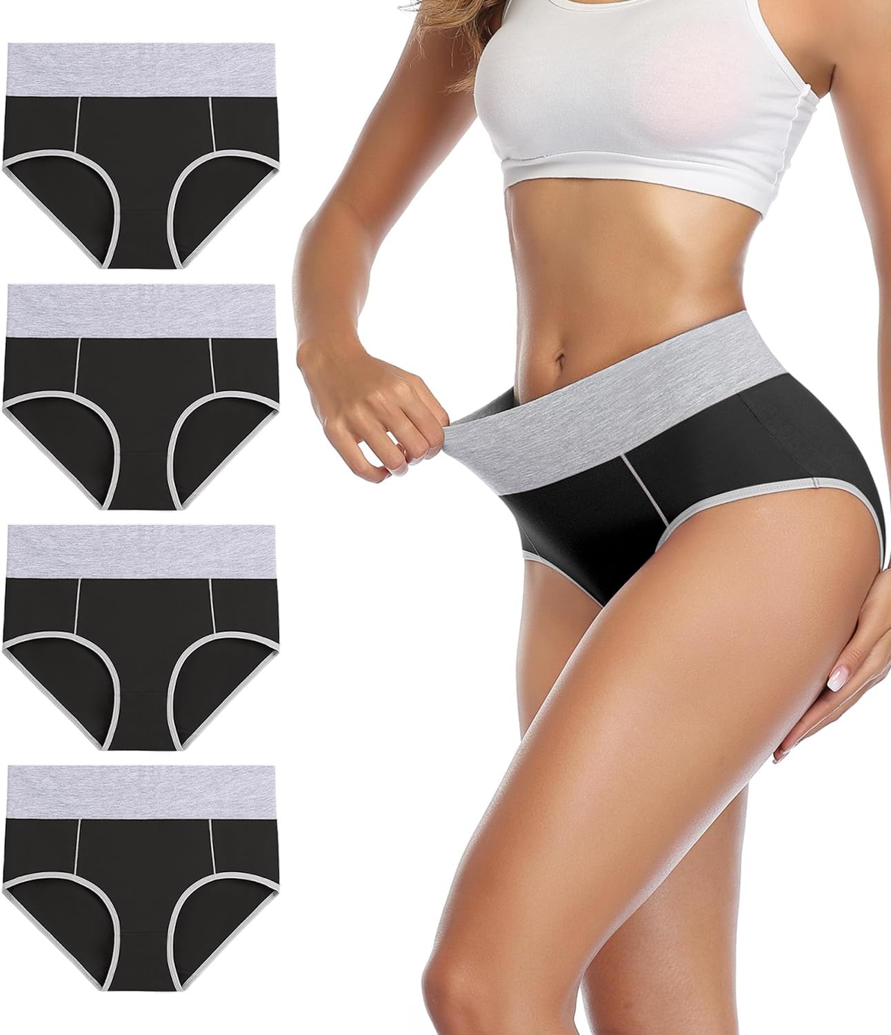wirarpa Underwear, Special High Waist Cotton Knickers for Women, Comfortable Lad...