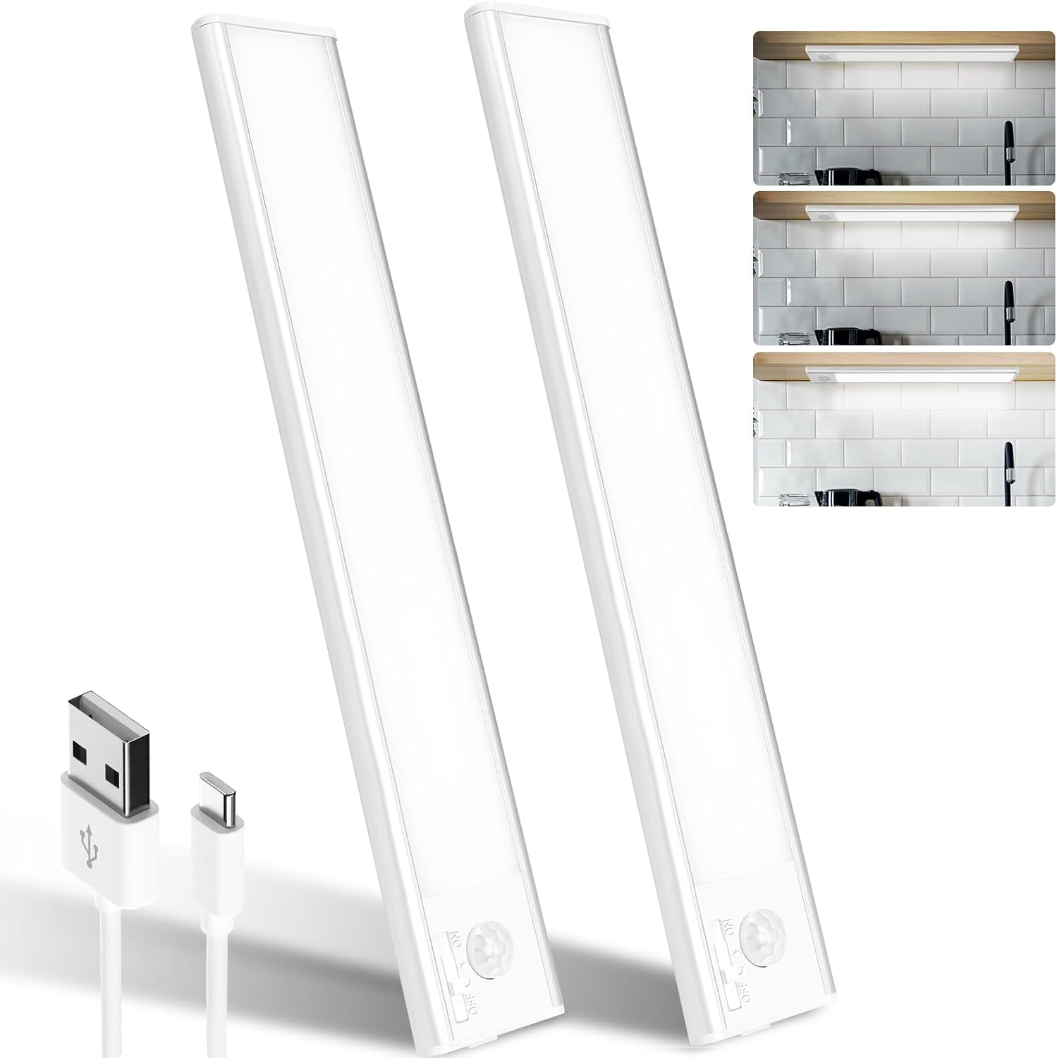 Haokiang 2Pack Under Cabinet Kitchen Lights White 39 LED Under Cupboard Kitchen...