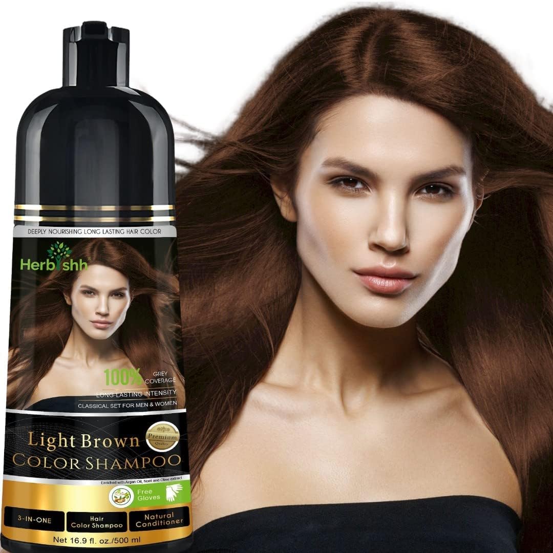 Herbishh Hair Color Shampoo, Effective Hair Dye Shampoo for Gray Hair, Quick Hai...