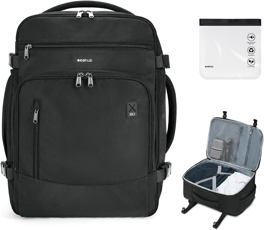ECOHUB Easyjet Cabin Bag 45x36x20 Underseat Bag with Clear Toiletry Bag Travel B...