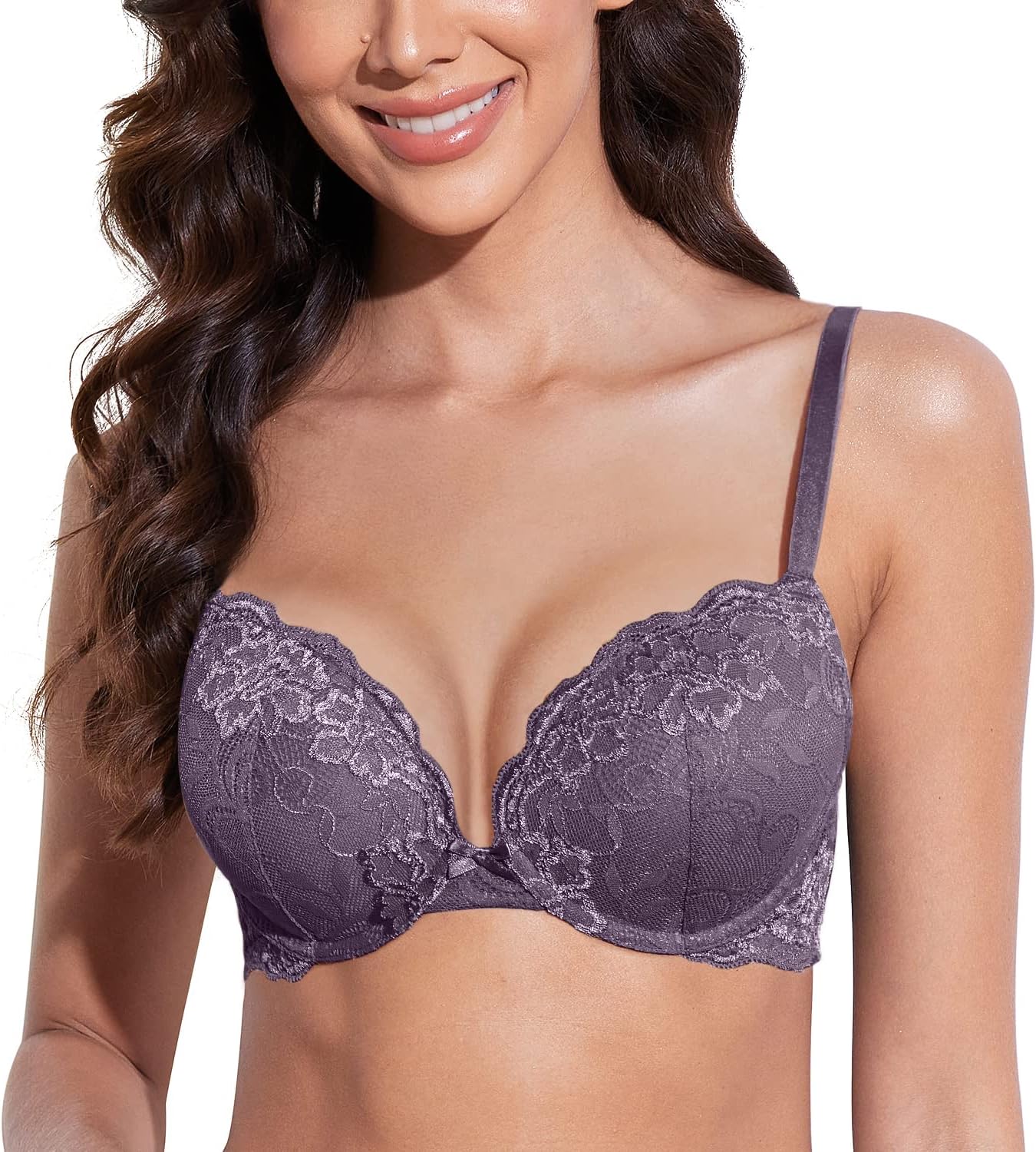Deyllo Women's Push Up Lace Bra, Special Sexy Bra with Deep V Lift Up, High-Qual...