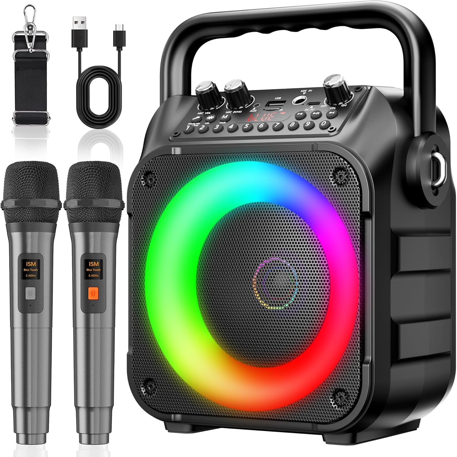 Ankuka Karaoke Machine 2 Microphones Karaoke Machine for Adults & Kids Portable...