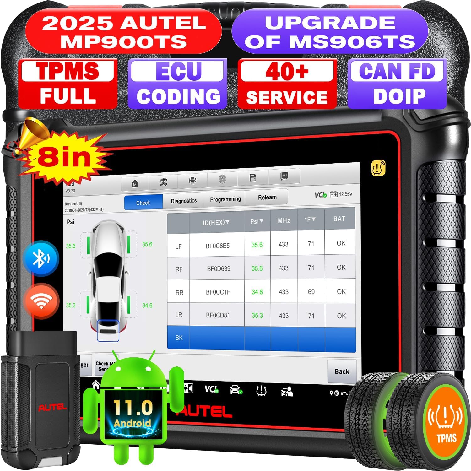 Autel MaxiPRO MP900TS, 2025 8in MP900-TS up of MaxiSYS MS906TS MP900-BT MK900-TS...