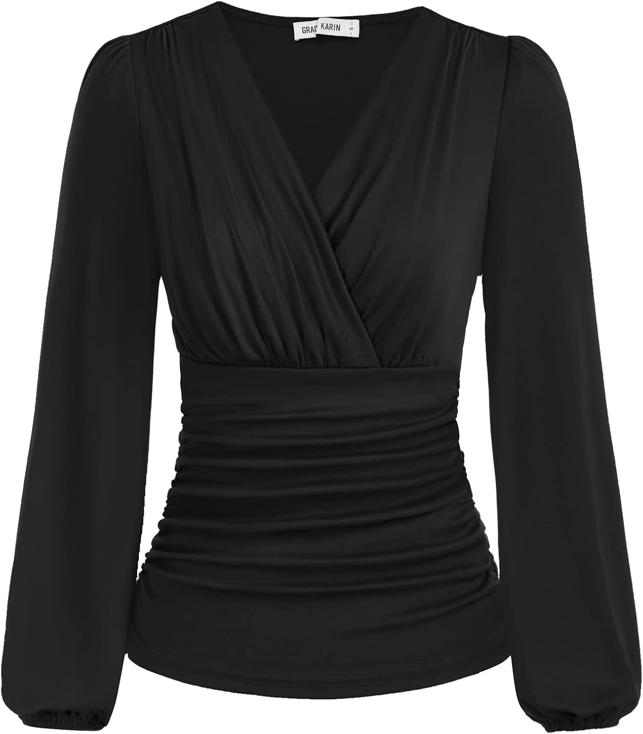 GRACE KARIN 2025 Womens Tops Elegant Wrap Blouse V Neck Work Shirts Long Sleeve...