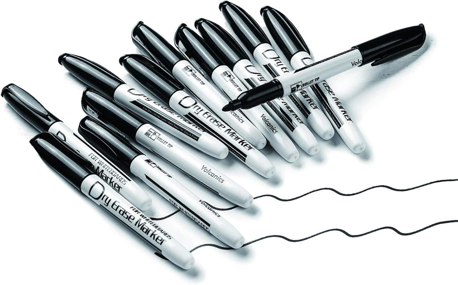 Volcanics Black Dry Erase Markers Whiteboard Pens...