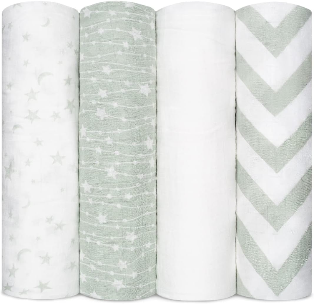 Comfy Cubs Muslin Swaddle Blankets, Special Soft Cotton Baby Blanket Set, High-Q...