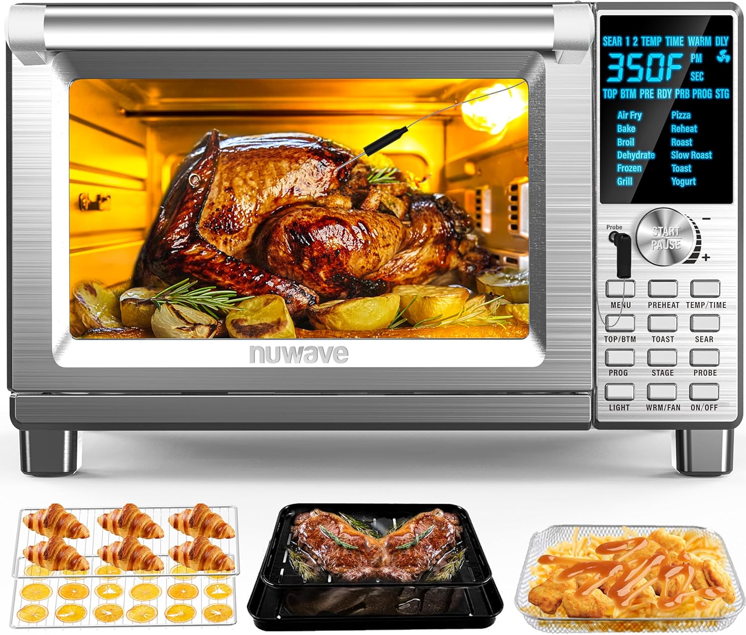 Nuwave Bravo Air Fryer Toaster Smart Oven, 12-in-1...