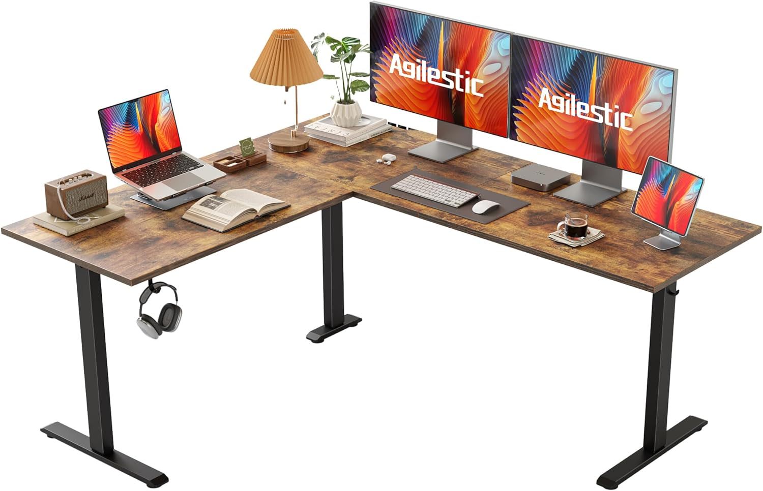 Agilestic L Shaped Standing Desk Adjustable Height, Electric Corner Standing Des...