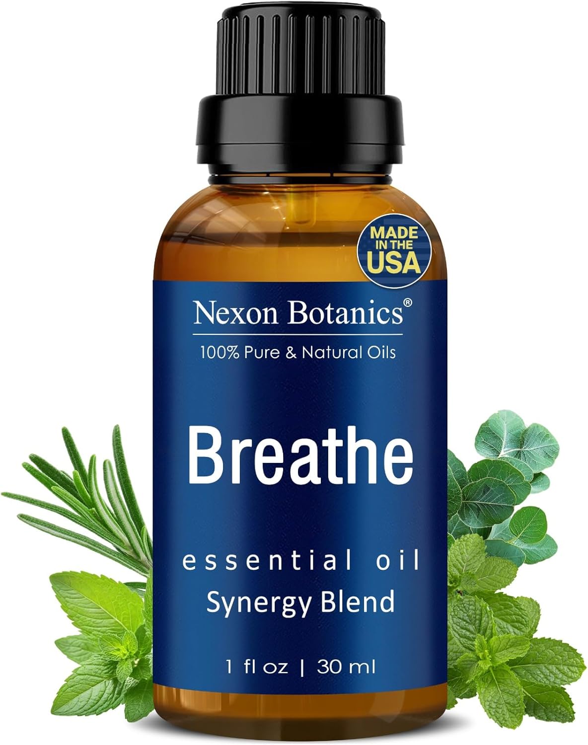 Breathe Essential Oil Blend 30 ml - Breath Sinus Relief with Menthol Oils - for...