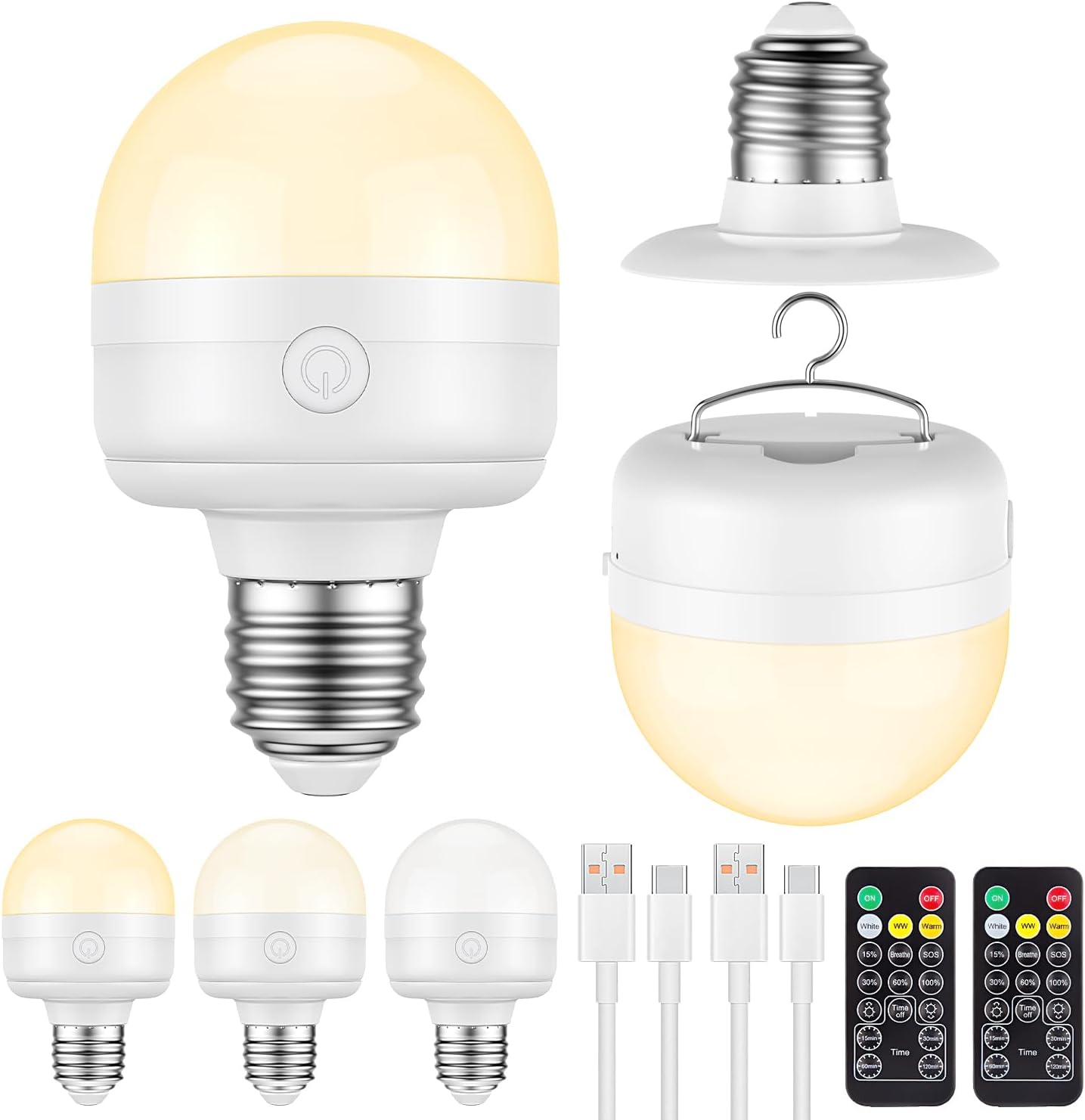 LGMCF Rechargeable Light Bulb, Special Dimmable Light Bulb with Hidden Hook, Inn...